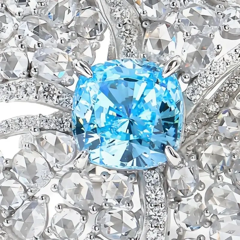 WINKIN WINSIN Brand MST 925 Sterling Silver Rose Petal Rings with High Carbon Diamond Blue Sapphire Rings Jewelry