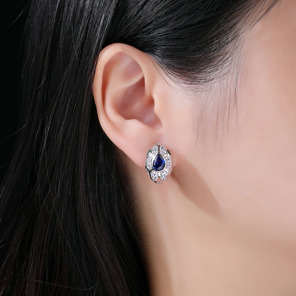 WINKIN WINSIN Brand MST Sapphire Snake Head Gemstones Stud Earrings 925 Sterling Silver Stud Earrings For Women Fine Jewelry
