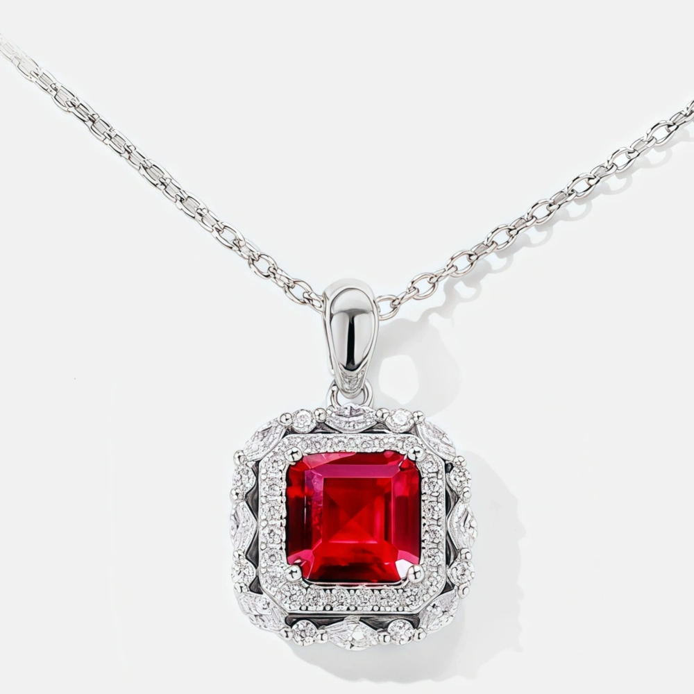 WINKINWINSIN Brand MST 925 Sterling Silver Quadrilateral Women High Carbon Diamond Certificated Water Drop Pendants Necklaces