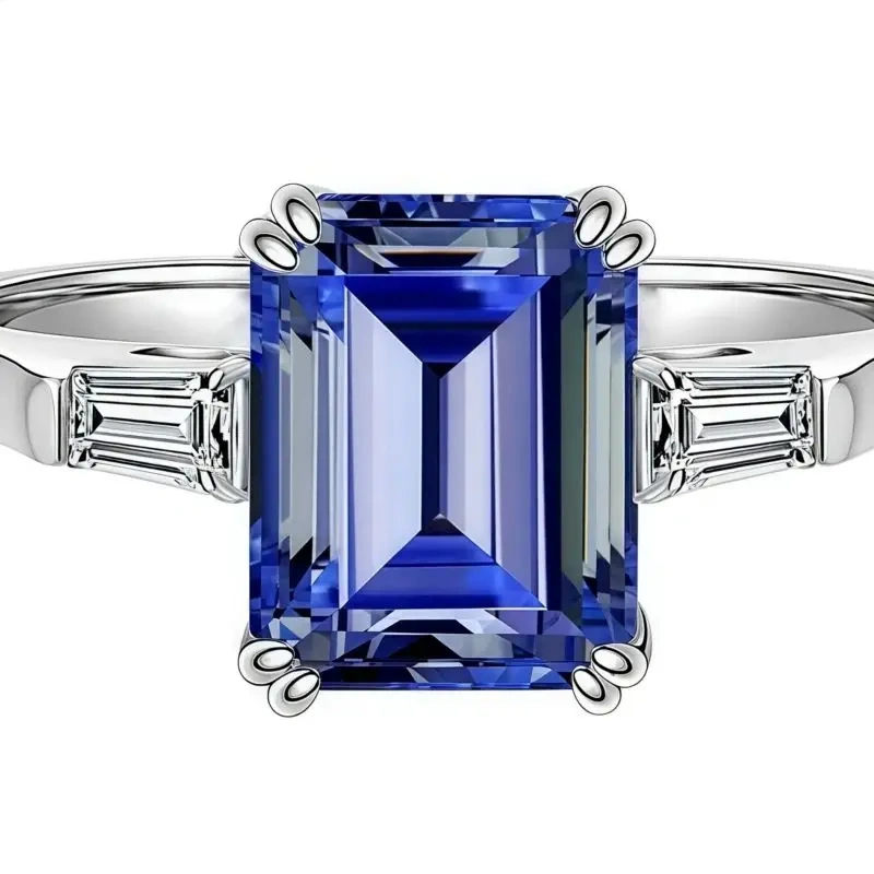 WINKIN WINSIN Brand MST Hot Sales 2.5ct Synthetic Sapphire Tanzanite 925 Sterling Silver High Carbon Diamond Ring Jewelry