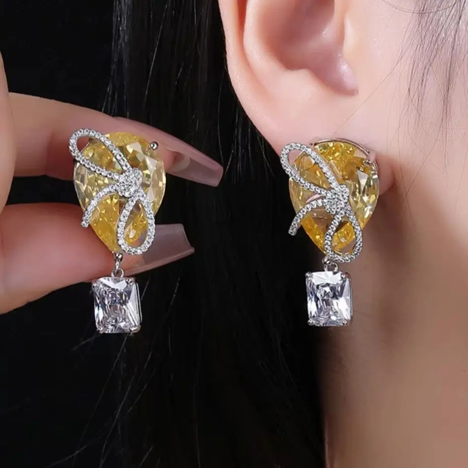 WINKIN WINSIN Brand MST High Quality Lab Grown Gemstone Ear Pendant Drop Earrings For Woman 925 Sterling Silver Earrings Jewelry