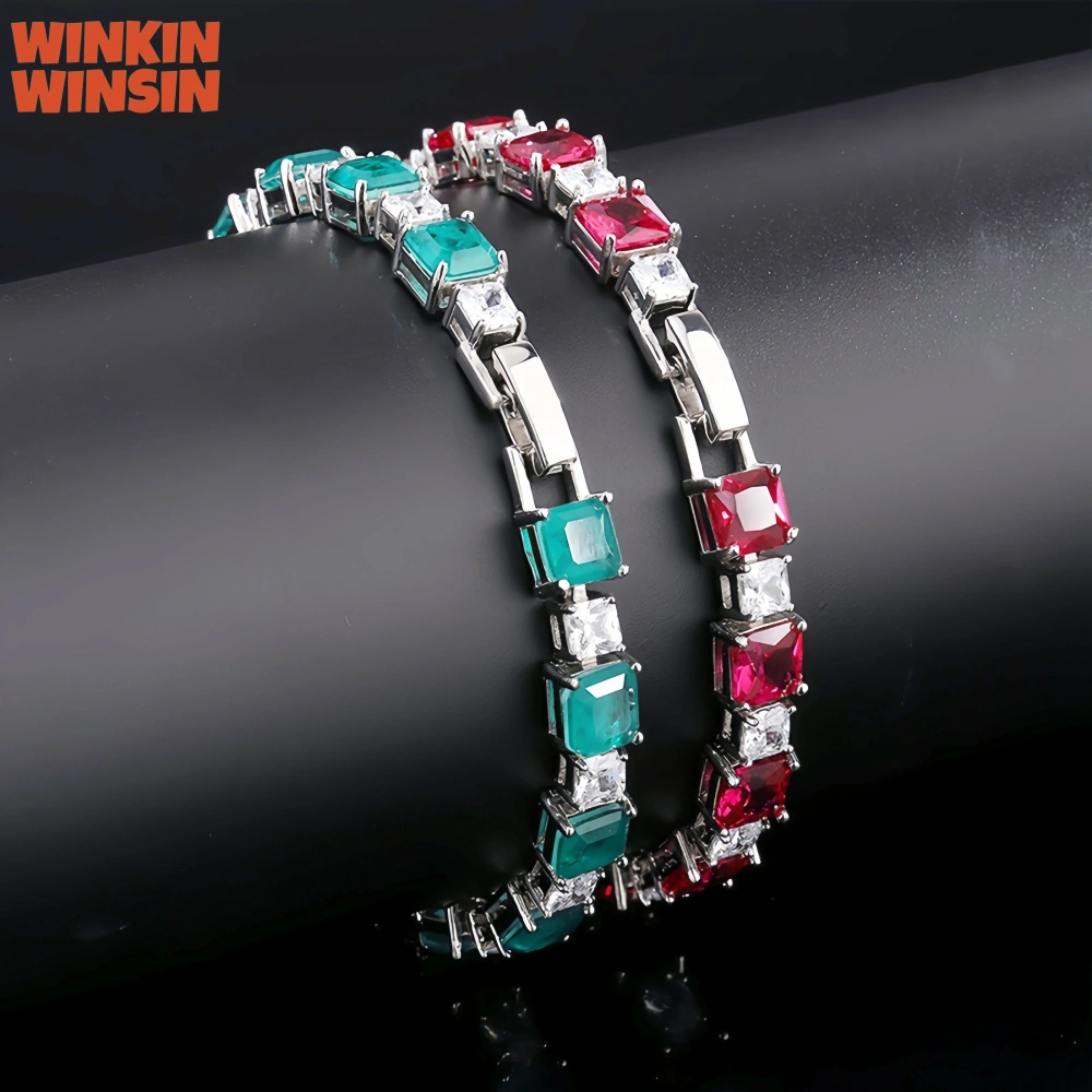 WINKIN WINSIN Brand 19g Real 925 Sterling Silver Jewelry Bracelets For Women Colorful Gemstones 16-18cm Chain Bracelet Jewellery