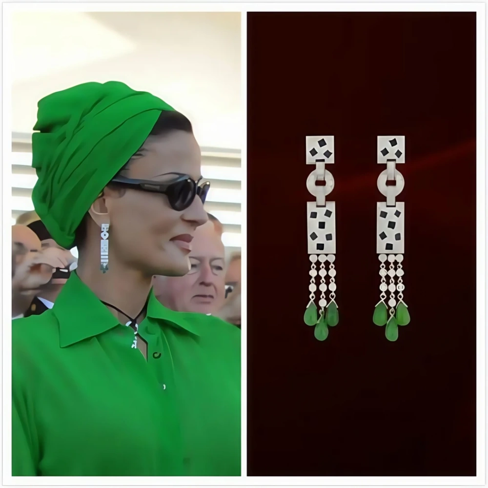 WINKIN WINSIN Brand MST 925 Sterling Silver Lab Grown Gemstones High Carbon Diamond Black Enamel Tassel Earrings Jewelry