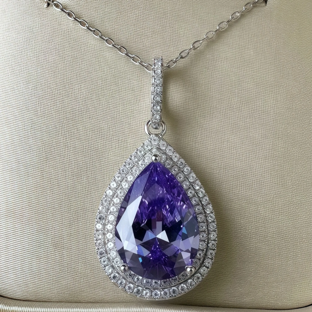 WINKIN WINSIN Brand MST Fashion 8.8ct Artificial Sapphire Lab Grown High Carbon Diamond Water Droplet Pendants Necklaces Jewelry