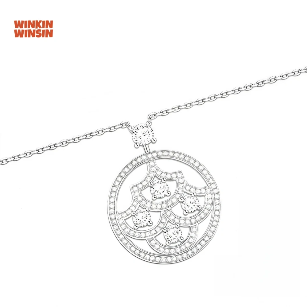 WINKIN WINSIN Brand MST 925 Sterling Silver Pendants Necklace For Woman Sweater Dress Necklaces High Carbon Diamond Jewelry