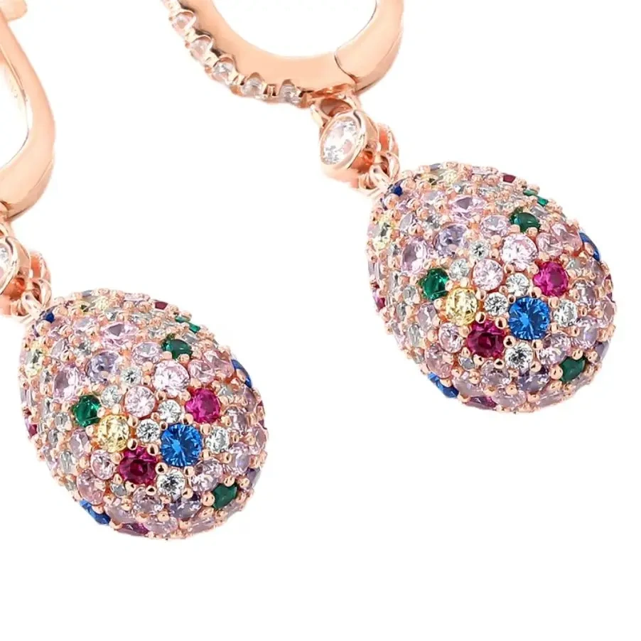 WINKIN WINSIN Brand MST Easter Egg S925 925 Sterling Silver Earrings Stud For Women Girls 18k Gold Plated Drop Earrings Jewelry