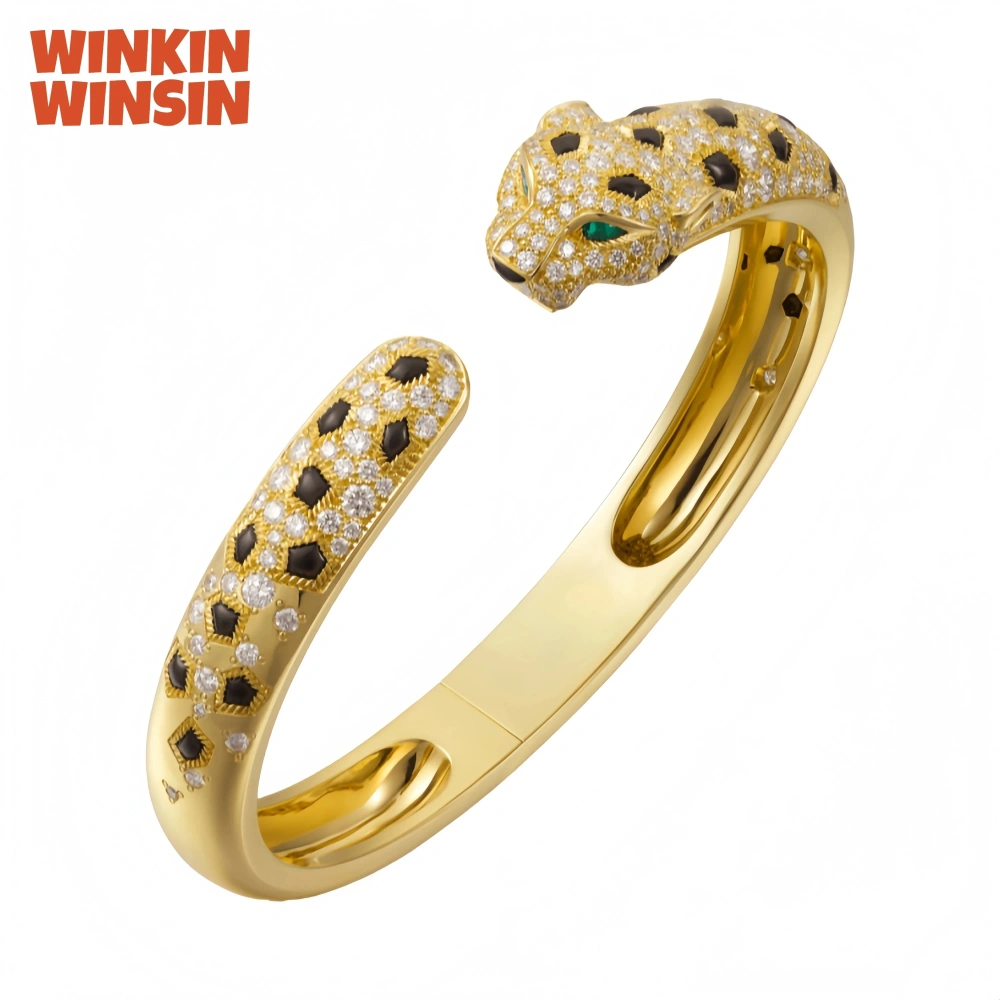 Winkin Winsin Luxury Highest Quality V Gold Jaguar Leopard Bracelet Bangle Never Fade 18k Gold Plated Bangles Jewelry For Women