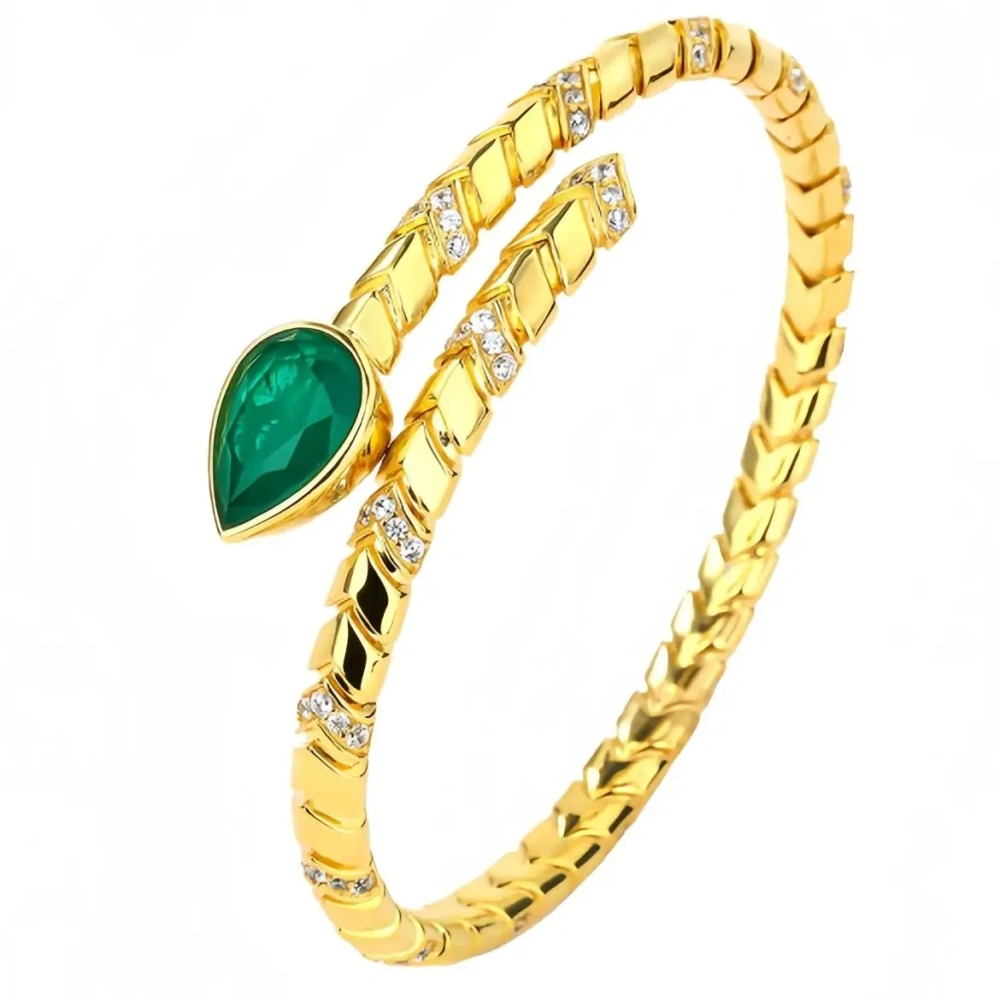 WINKIN WINSIN Brand MST 925 Sterling Silver Bracelet 18k Gold Plated Bangle Wire Drawing Process Snake Shaped Bracelets Jewelry