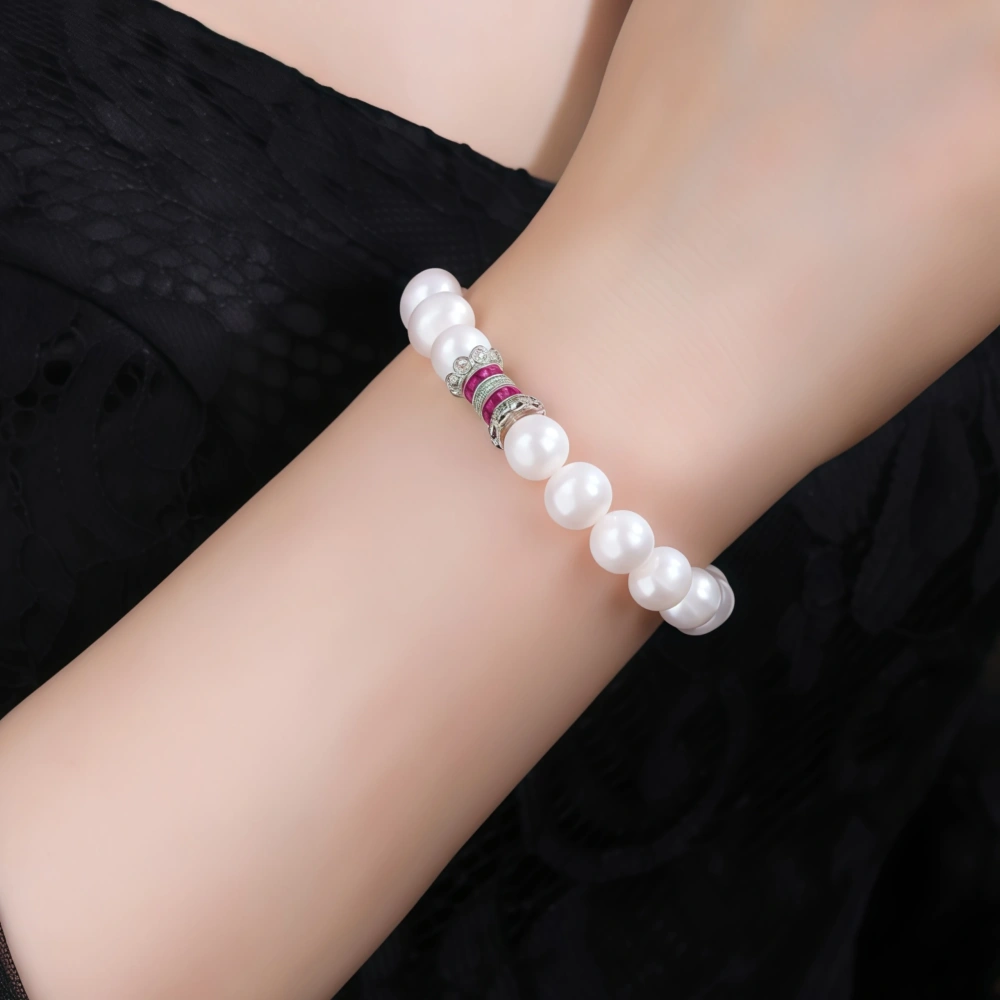 WINKIN WINSIN Brand S925 Pure Silver Women's High Quality Pearl Bracelet With Gold Plated High Carbon Diamond Bracelet Jewellery