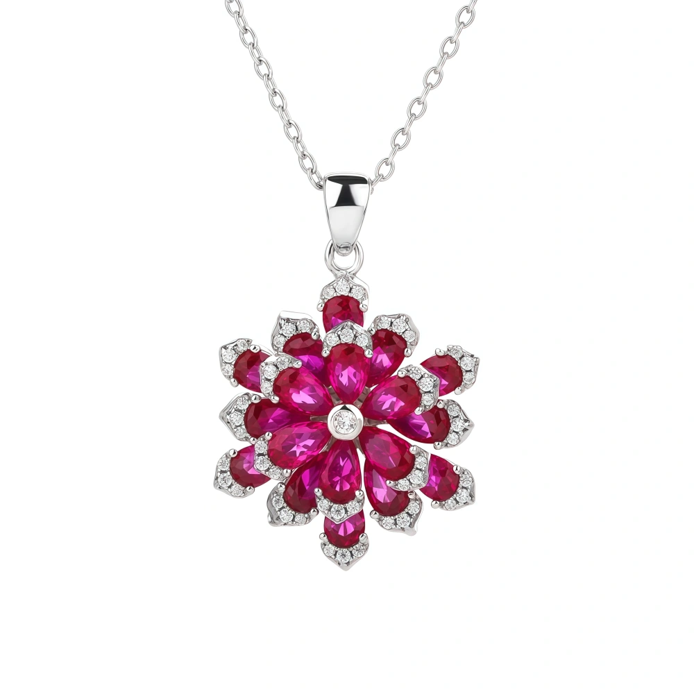 WINKIN WINSIN Brand MST Eternal Flower S925 Pure Silver Necklace Women's Plated Platinum High Carbon Diamond Flower Necklace