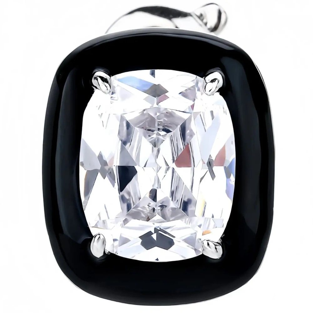 WINKIN WINSIN Brand MST Lab Grown High Carbon Diamond Enamel Square Stud Earrings 925 Sterling Silver Earrings Fine Jewelry