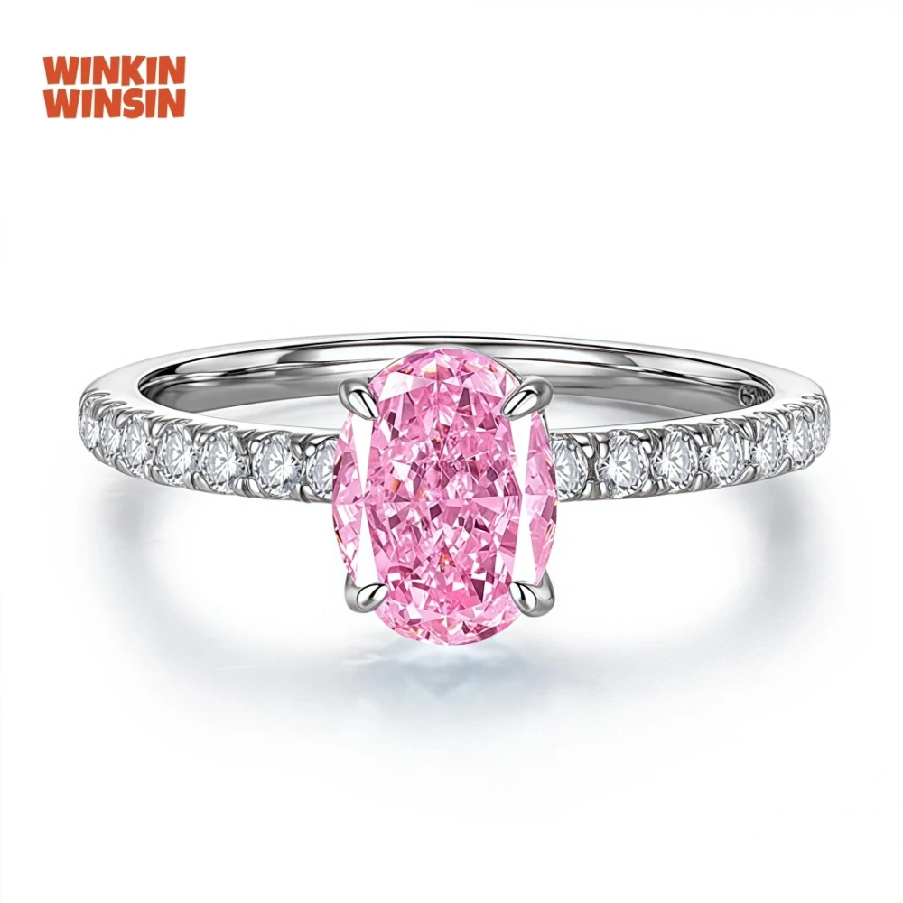 WINKIN WINSIN Brand MST 925 Sterling Silver 2.8ct Lab Grown Gemstones High Carbon Diamond Water Drop Rings Jewelry