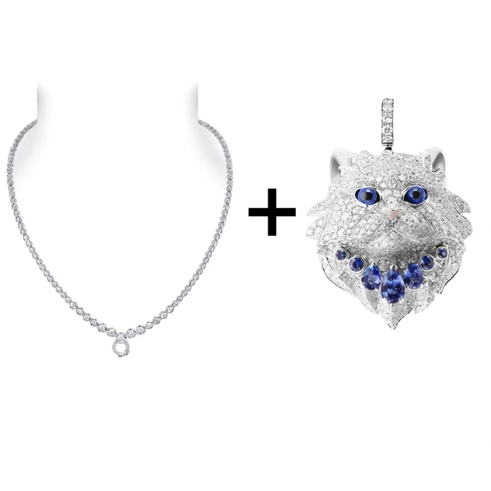 WinkinWinsin Brand Women 925 Sterling Silver Pendant Animal Cat Necklace Cute Cat High Carbon Diamond Pendants Necklaces Jewelry