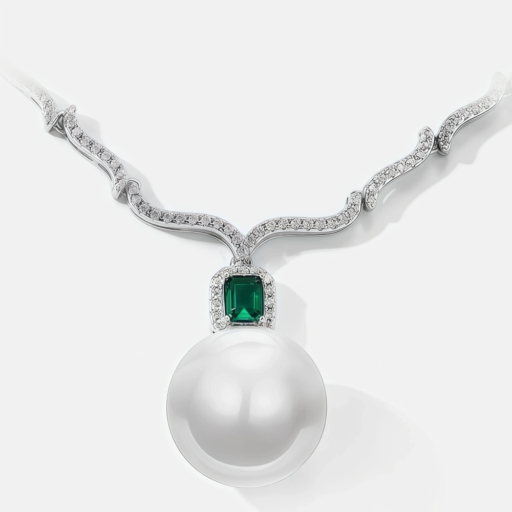 WINKIN WINSIN Brand MST High Quality Natural Pearl Necklace Pearl Necklace Emerald S925 Pure Silver Minimalist Necklace Jewelry