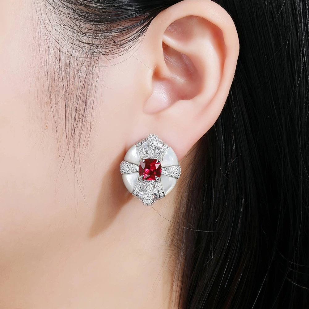 WINKIN WINSIN Brand MST 925 Sterling Silver Stud Earrings For Women High Quality Lab Grown Gemstones Ruby Stud Earrings Jewelry