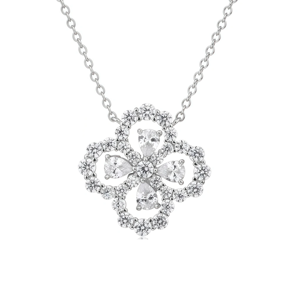 WINKIN WINSIN Brand MST 925 Sterling Silver Pendants Necklace Woman Certificated Clover Necklaces High Carbon Jewelry