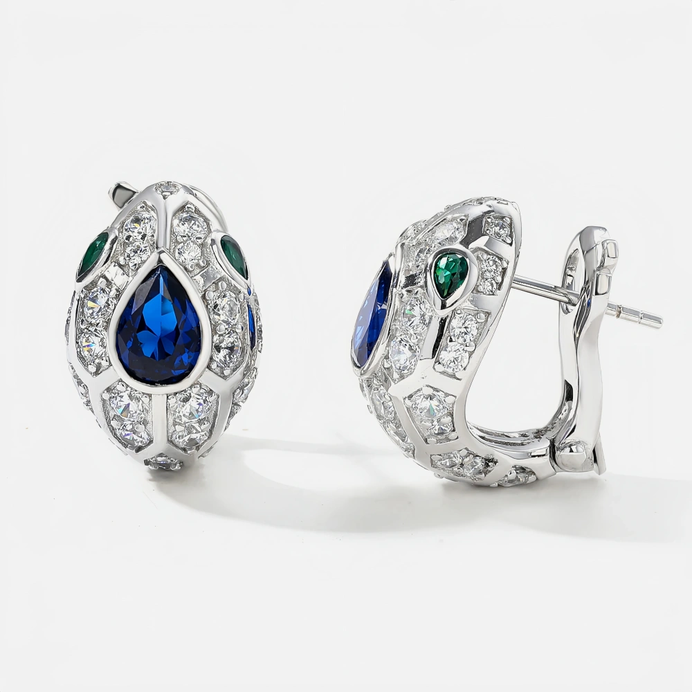 WINKIN WINSIN Brand MST Sapphire Snake Head Gemstones Stud Earrings 925 Sterling Silver Stud Earrings For Women Fine Jewelry