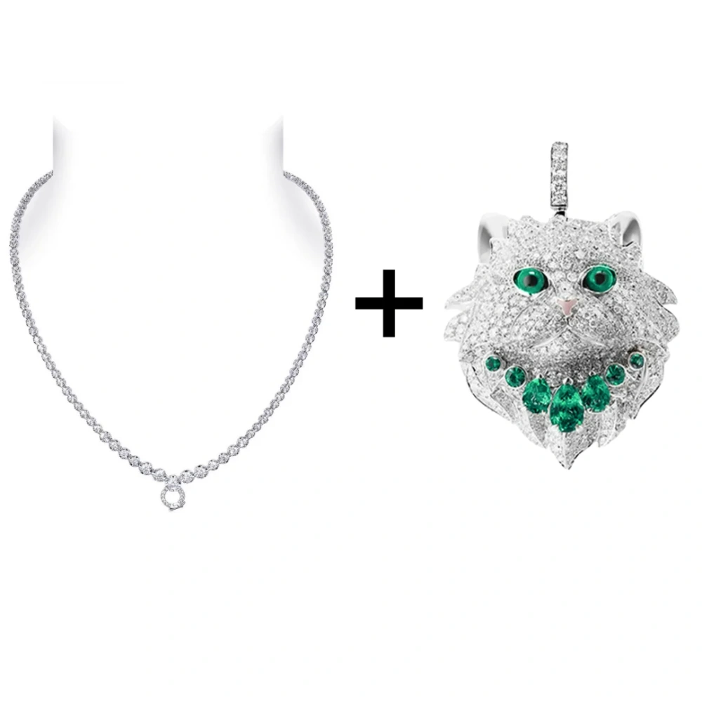 WinkinWinsin Brand Women 925 Sterling Silver Pendant Animal Cat Necklace Cute Cat High Carbon Diamond Pendants Necklaces Jewelry