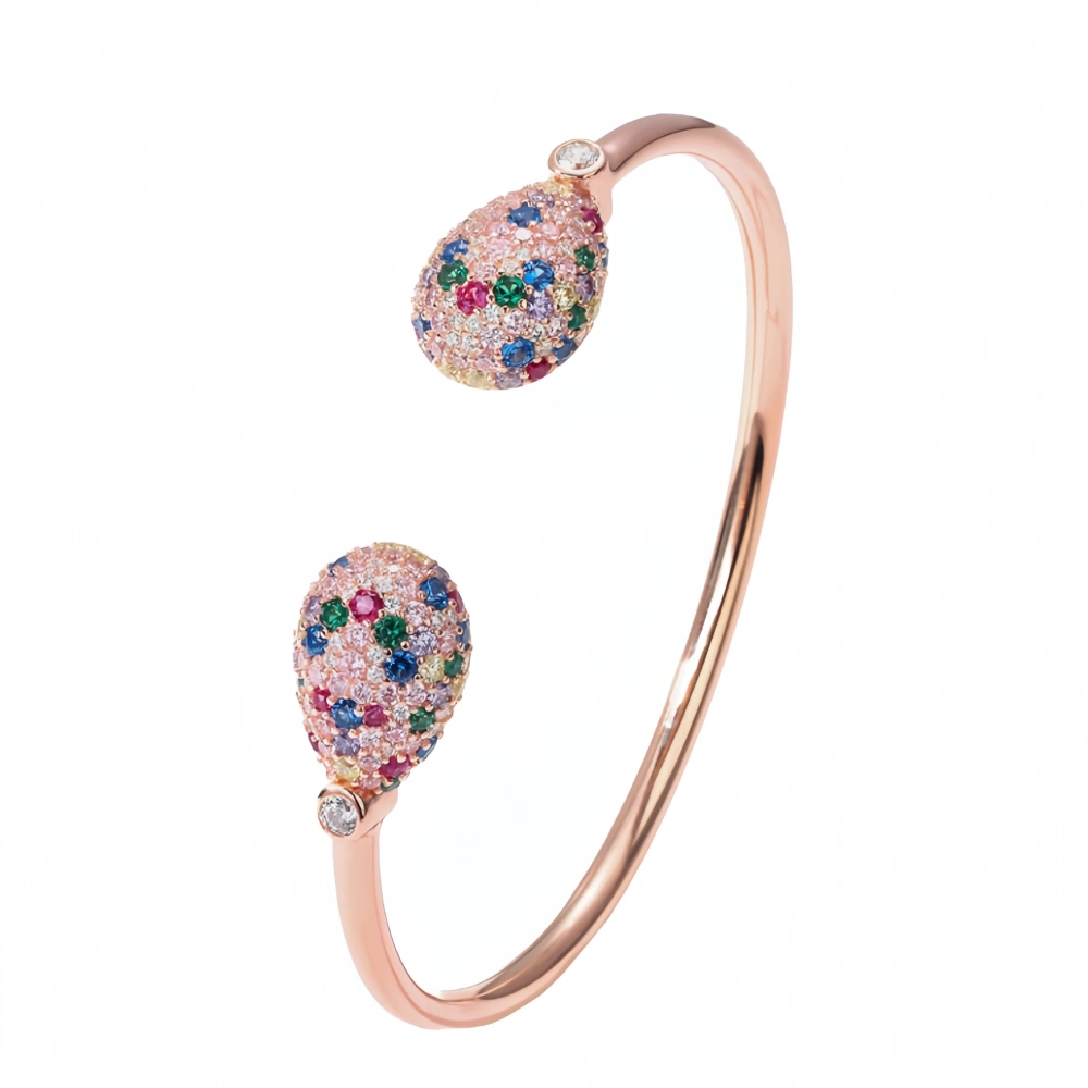 WINKIN WINSIN Brand MST 925 Sterling Silver Bracelet High Carbon Diamond Duo Bao Easter Egg Rose Gold Opening Bracelets Jewelry