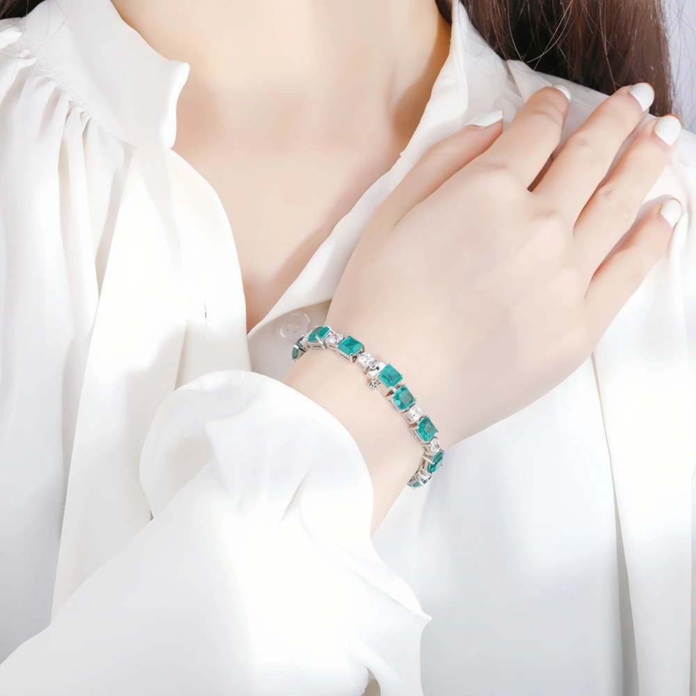 WINKIN WINSIN Brand 19g Real 925 Sterling Silver Jewelry Bracelets For Women Colorful Gemstones 16-18cm Chain Bracelet Jewellery