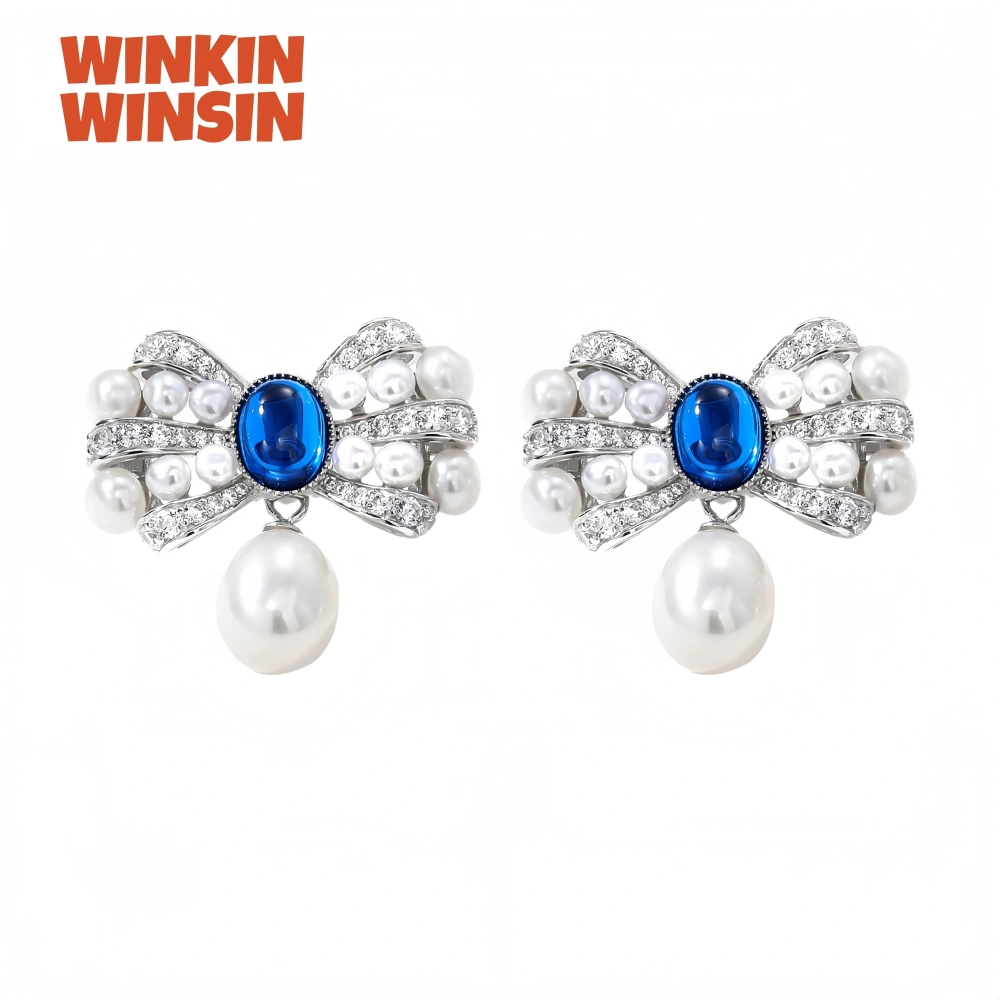 WINKIN WINSIN Brand MST High Quality Lab Grown Gemstone Pearl Drop Earrings For Woman 925 Sterling Silver Earrings Jewelry