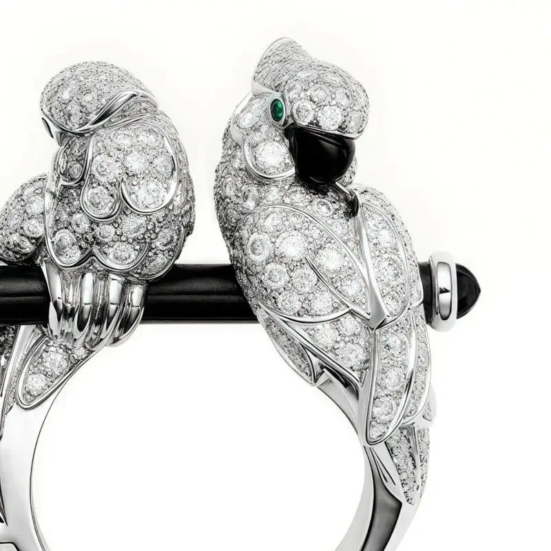 WINKIN WINSIN Brand MST 925 Sterling Silver Double Headed Parrot Enamel Luxury Ring For Women High Quality Zircon Gemstones Ring