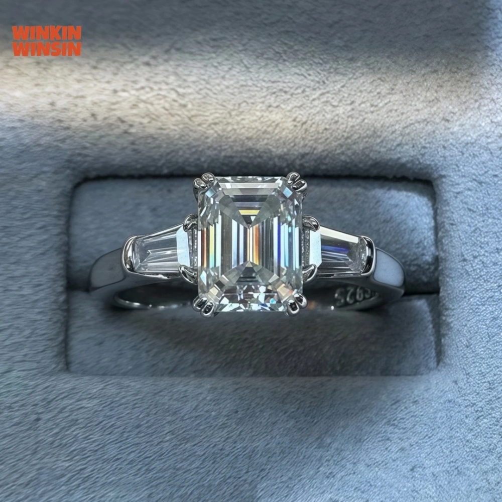 WINKIN WINSIN Brand MST 2ct Moissanite Diamond Ring High Quality 925 Sterling Silver High Carbon Diamond Rings Jewelry