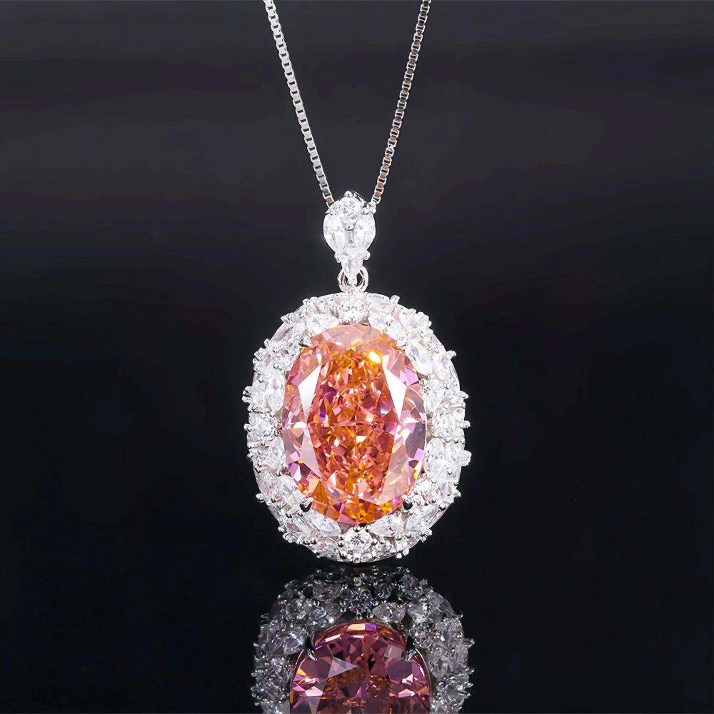 WINKIN WINSIN Brand Real 925 Sterling Silver Pendant Necklace Carbon Diamond 13*18mm Egg Gemstones Pendants Necklaces Jewelry