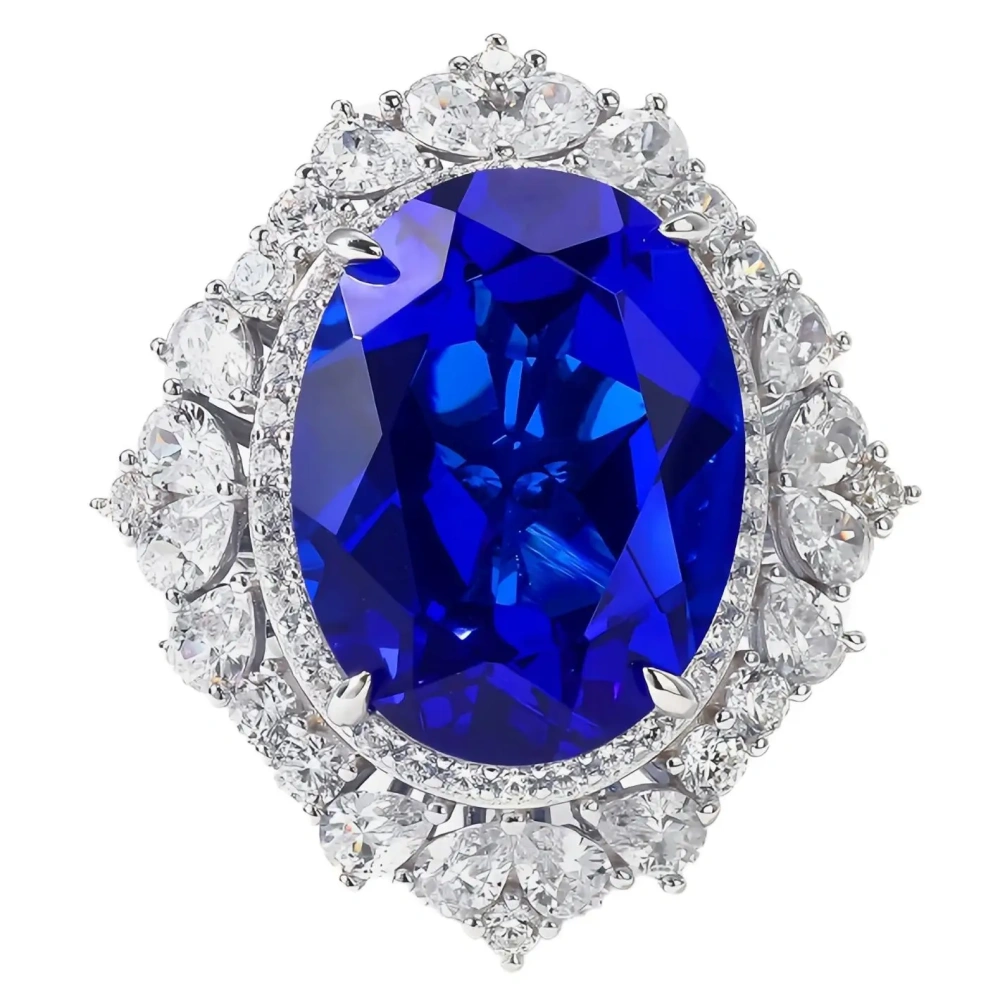 WINKIN WINSIN Brand 925 Sterling Silver Ring with High Carbon Diamond Lab Grown Gemstones Sapphire Rings Jewelry