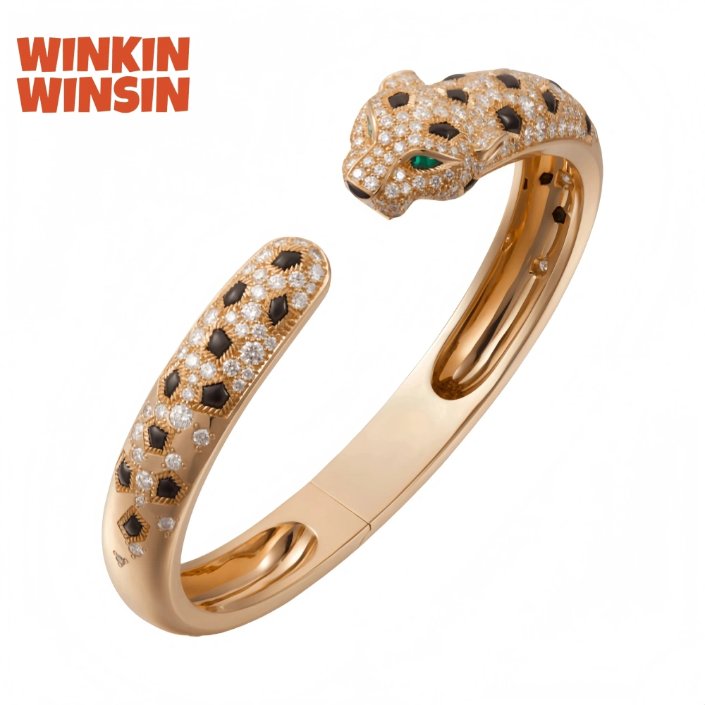 Winkin Winsin Luxury Highest Quality V Gold Jaguar Leopard Bracelet Bangle Never Fade 18k Gold Plated Bangles Jewelry For Women