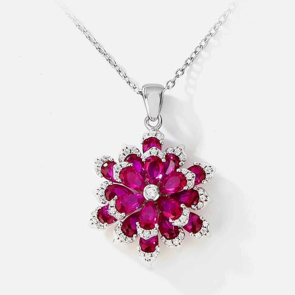 WINKIN WINSIN Brand MST Eternal Flower S925 Pure Silver Necklace Women's Plated Platinum High Carbon Diamond Flower Necklace