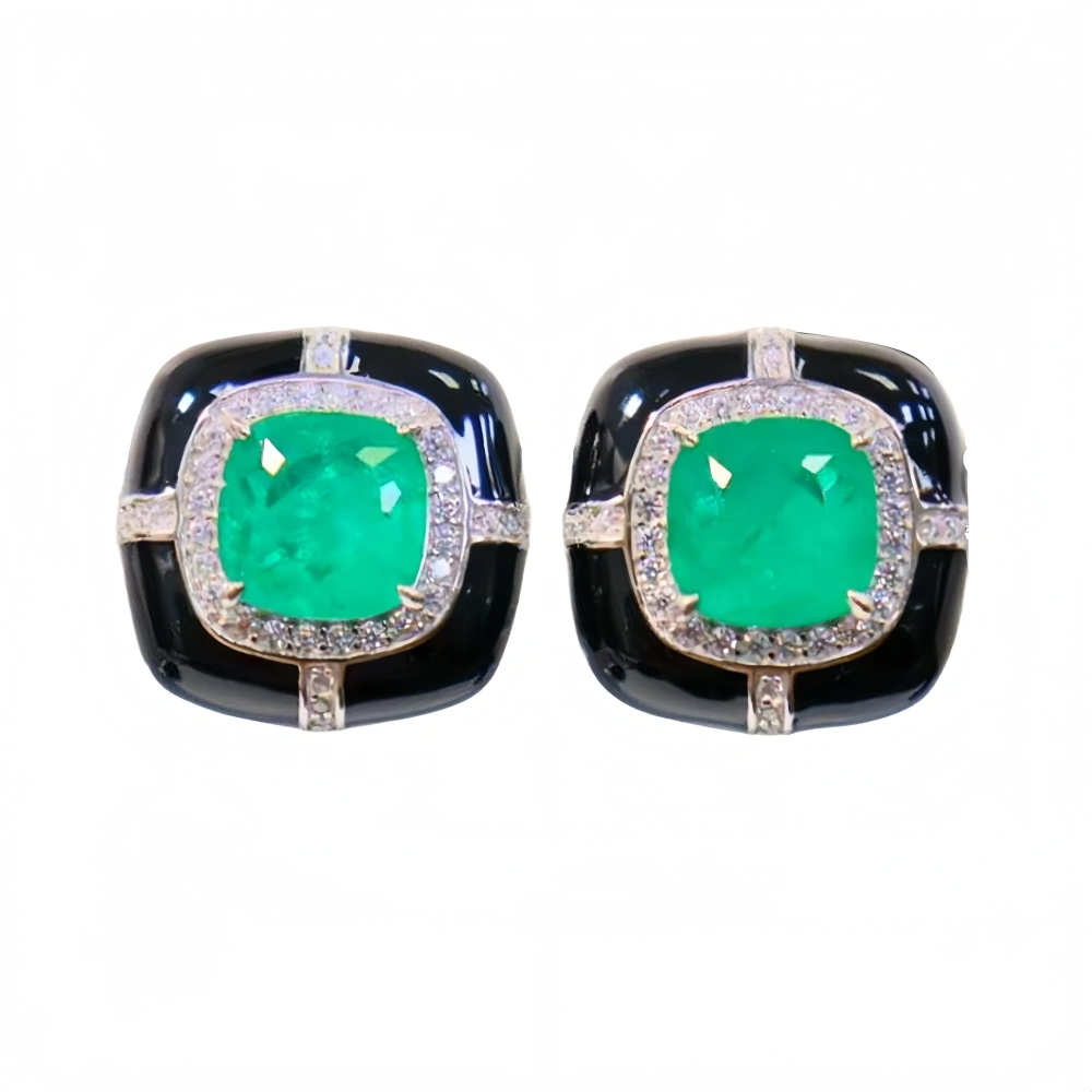 WINKIN WINSIN Brand MST 925 Sterling Silver Stud Earrings For Women Lab Grown Gemstones Enamel Square Stud Earrings Fine Jewelry