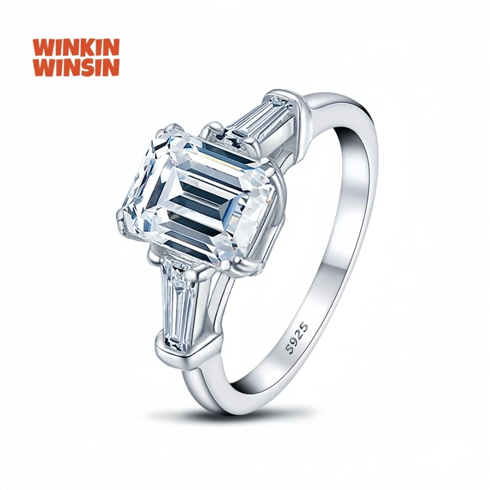 WINKIN WINSIN Brand MST 2ct Moissanite Diamond Ring High Quality 925 Sterling Silver High Carbon Diamond Rings Jewelry