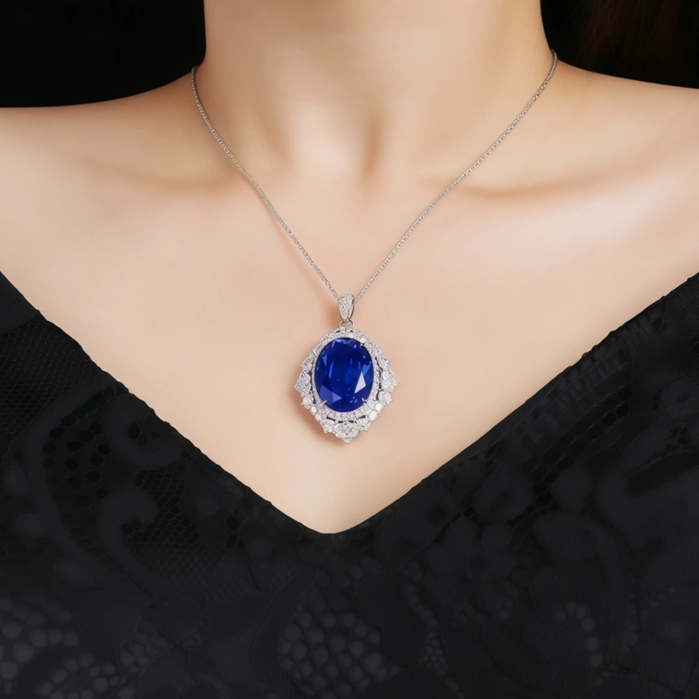 WINKIN WINSIN Brand MST High Quality Artificial Sapphire Lab Grown High Carbon Diamond Droplet Pendants Women Necklaces Jewelry