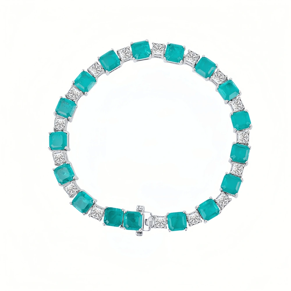 WINKIN WINSIN Brand 19g Real 925 Sterling Silver Jewelry Bracelets For Women Colorful Gemstones 16-18cm Chain Bracelet Jewellery