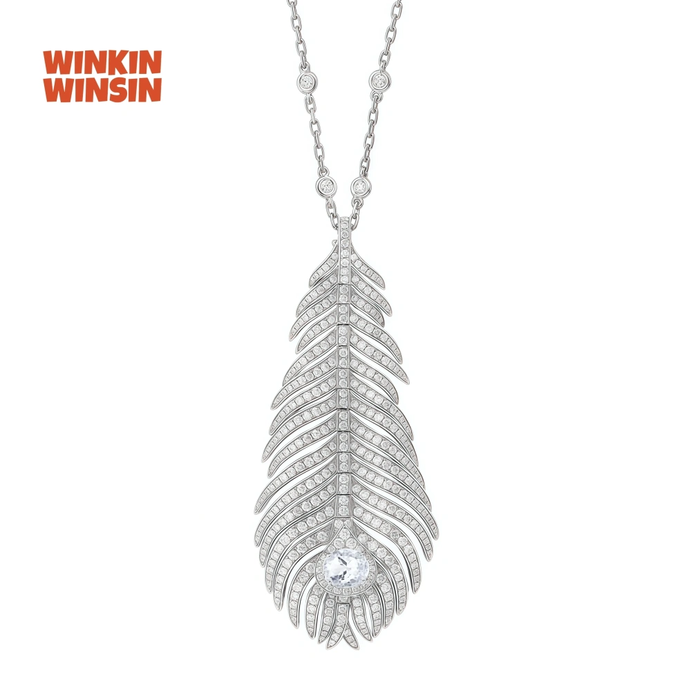 WINKIN WINSIN Brand MST Luxury Brand Designer 925 Sterling Silver Feather Necklace Electroplated Gold Necklaces Jewelry