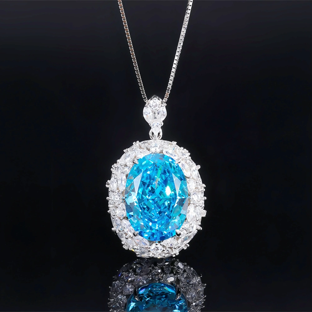WINKIN WINSIN Brand Real 925 Sterling Silver Pendant Necklace Carbon Diamond 13*18mm Egg Gemstones Pendants Necklaces Jewelry