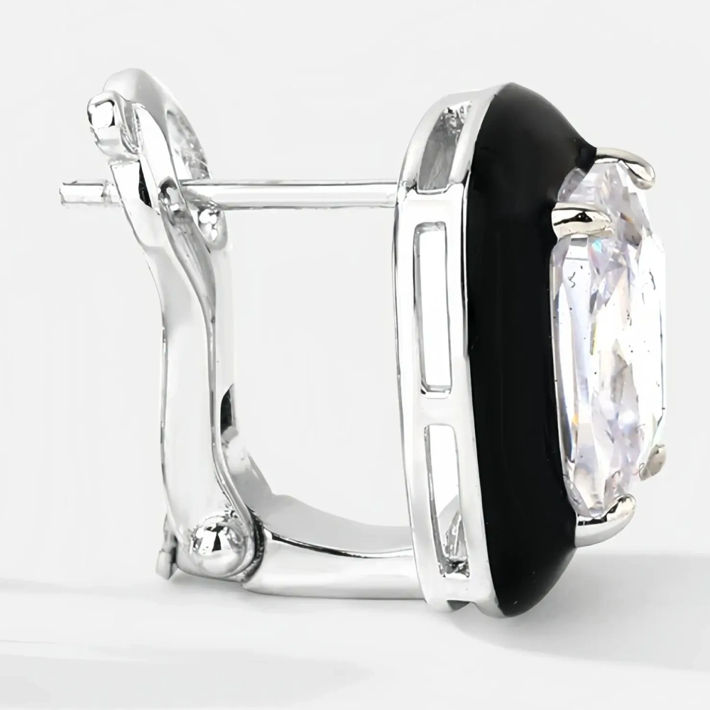 WINKIN WINSIN Brand MST Lab Grown High Carbon Diamond Enamel Square Stud Earrings 925 Sterling Silver Earrings Fine Jewelry