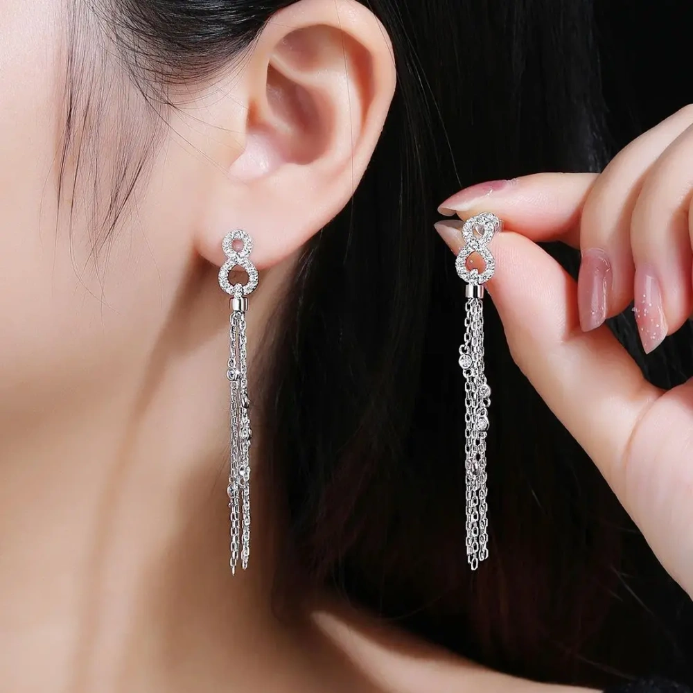 Winkin Winsin Brand Top Quality 925 Sterling Silver Tassel Stud Drop Earrings For Women High Quality Pendant Earrings Jewelry