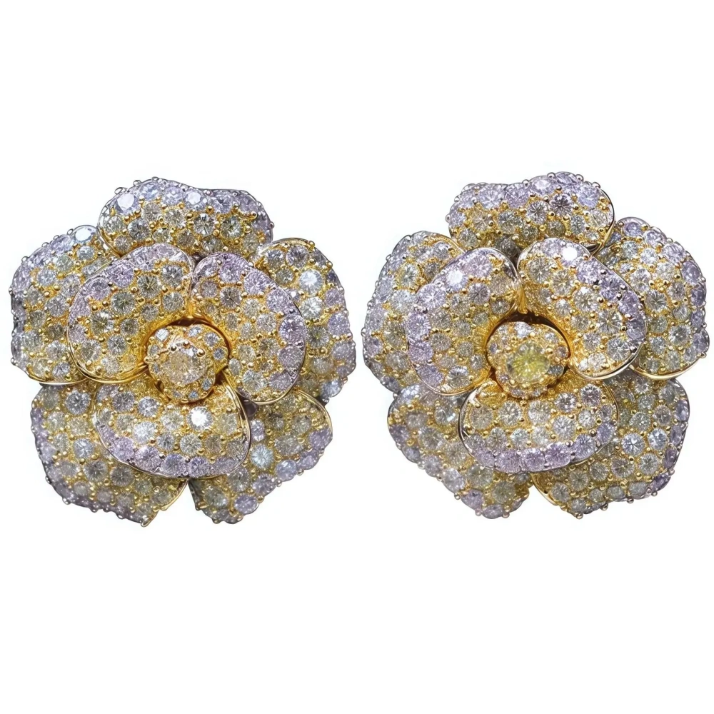 WINKIN WINSIN Brand MST 925 Sterling Silver Earrings Lab Grown Gemstones High Carbon Diamond Rose Stud Earrings Jewelry