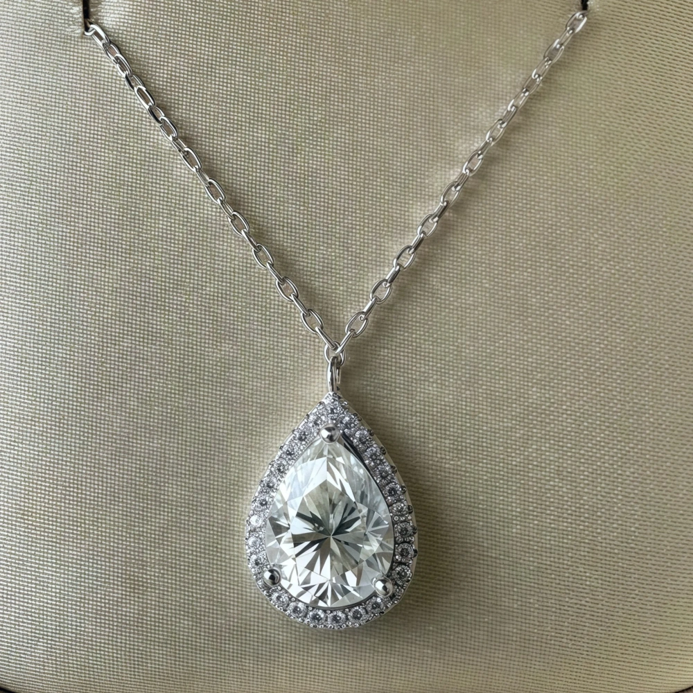 WINKIN WINSIN 925 Sterling Silver Chain Necklace For Women Moissanite Gemstones Diamond Water Droplet Pendants Necklaces Jewelry