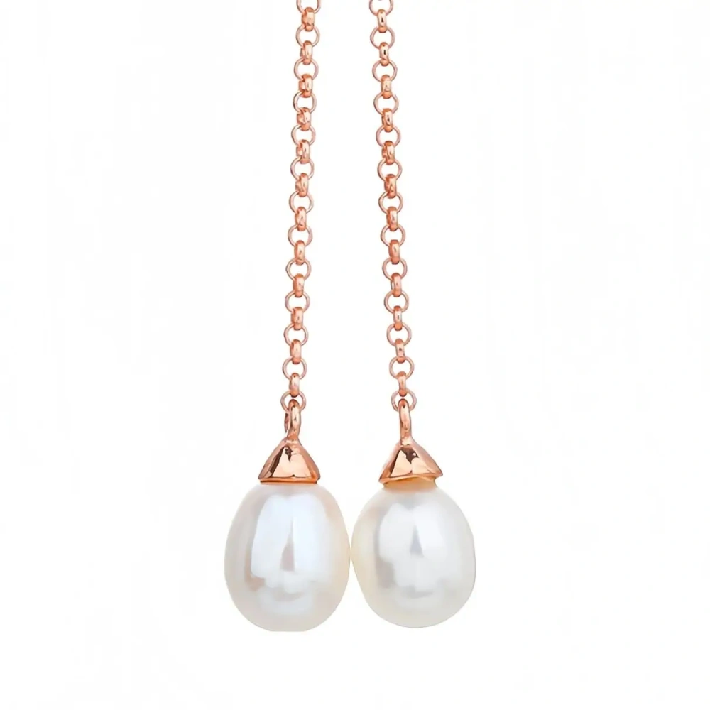 Winkin Winsin Brand MST 925 Sterling Silver Flamingo Natural Freshwater Pearl Tassel Stud Drop Earrings For Women Fine Jewelry