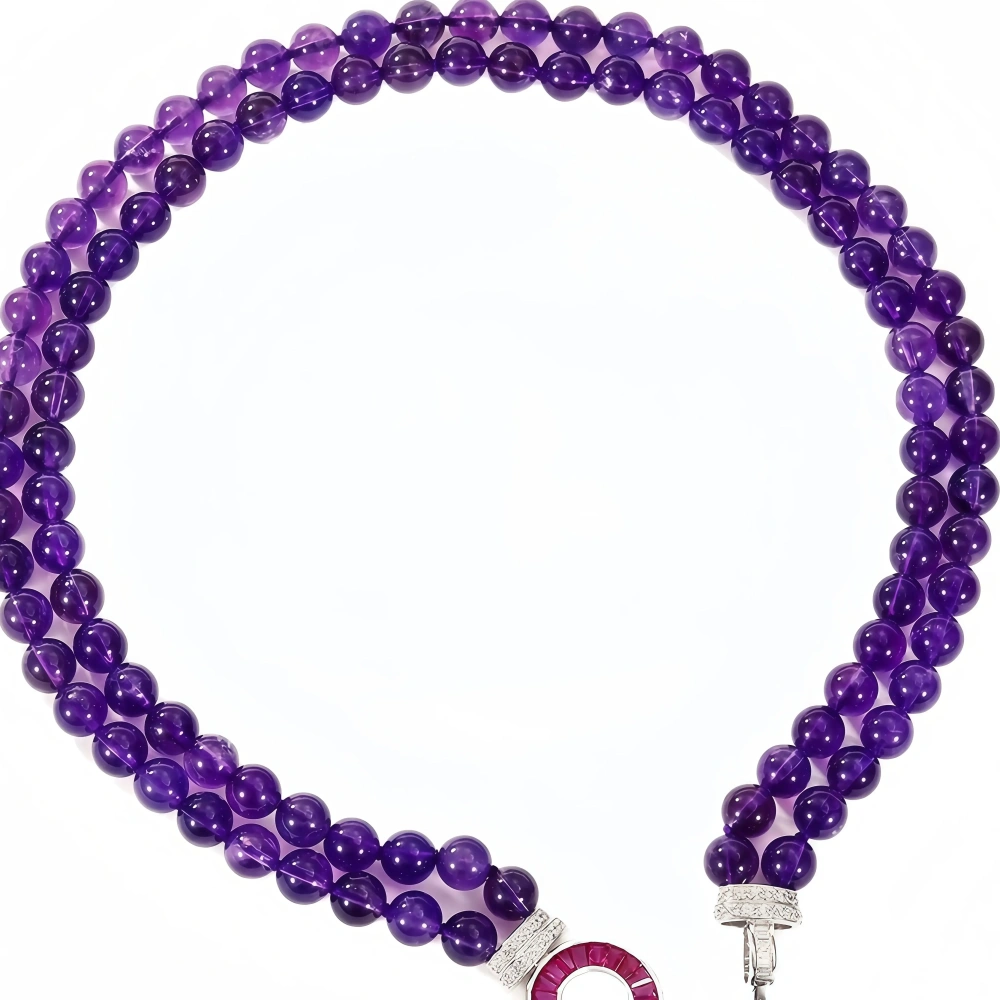 WINKIN WINSIN Brand MST Natural Amethyst Necklace For Women S925 Silver Gold Plated 8mm High Carbon Diamond Necklace Jewelry ﻿