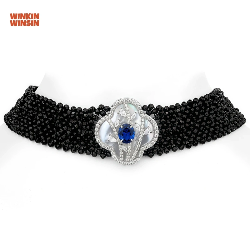 WINKIN WINSIN Brand MST Lab Grown Gemstones Collar Choker Crystal Multi-layer Necklace 925 Sterling Silver Necklaces Jewelry