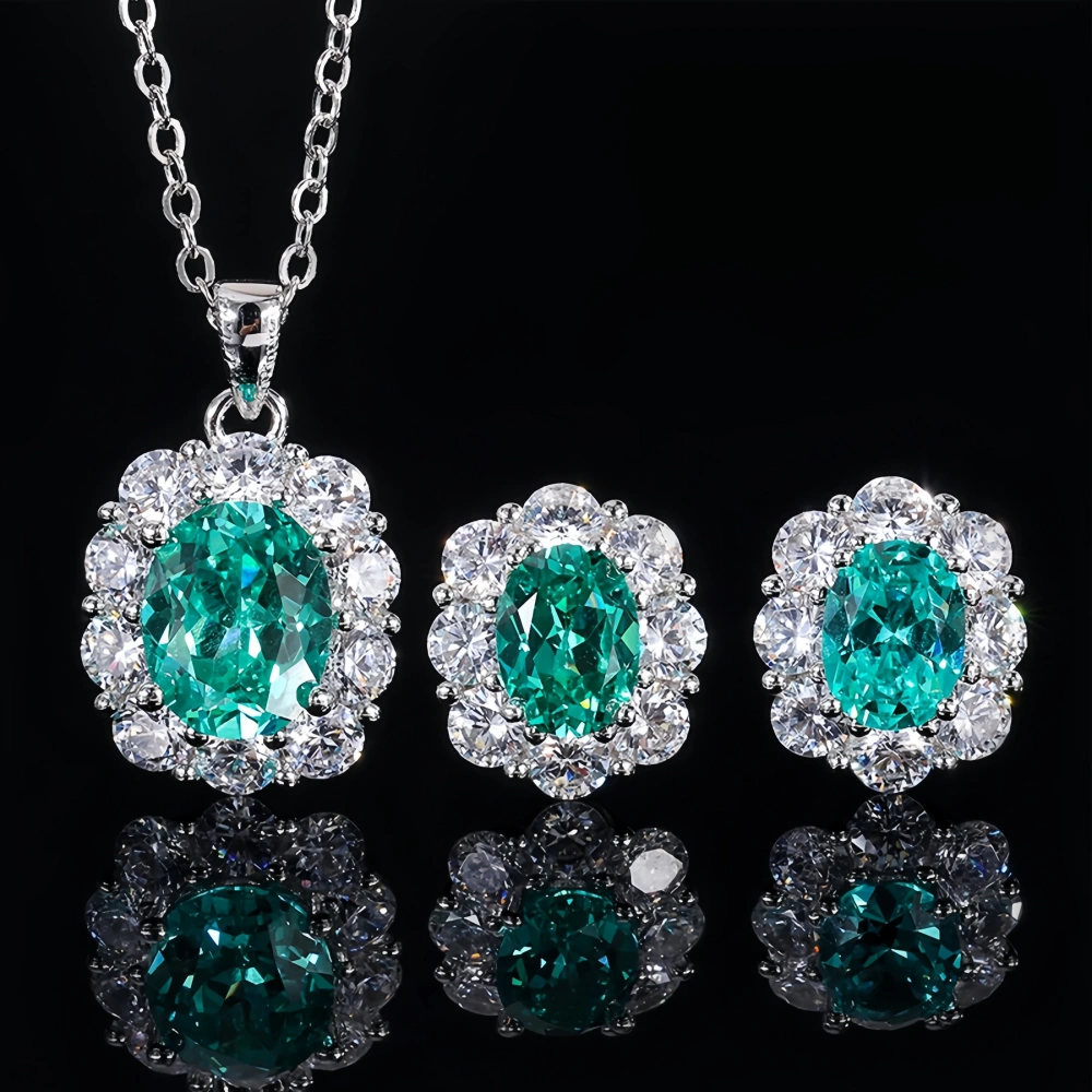 WINKIN WINSIN Brand Real 925 Sterling Silver Jewelry Set S925 Handmade Green Tourmaline Stud Earrings Pendant Necklace For Women