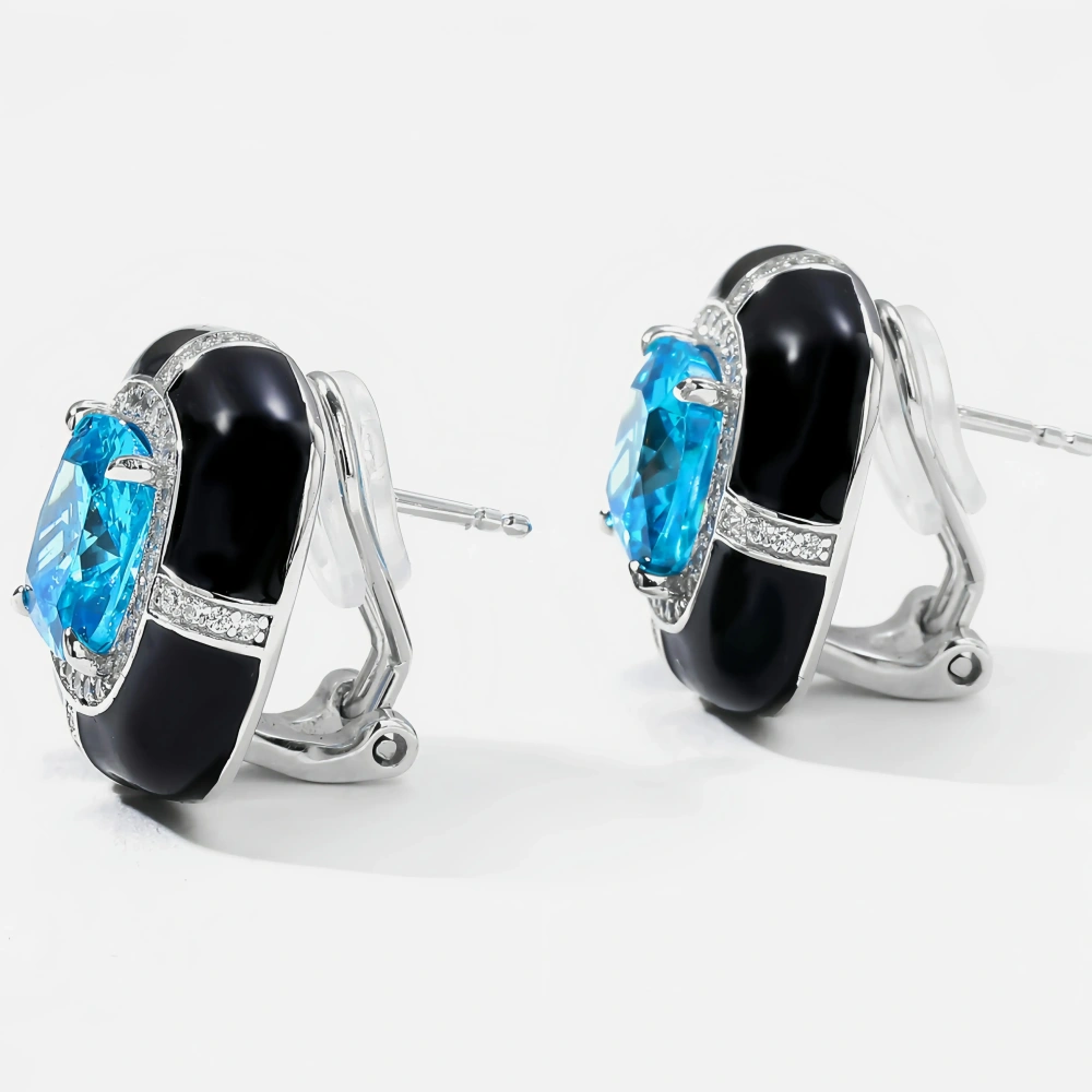 WINKIN WINSIN Brand MST 925 Sterling Silver Stud Earrings For Women Lab Grown Gemstones Enamel Square Stud Earrings Fine Jewelry