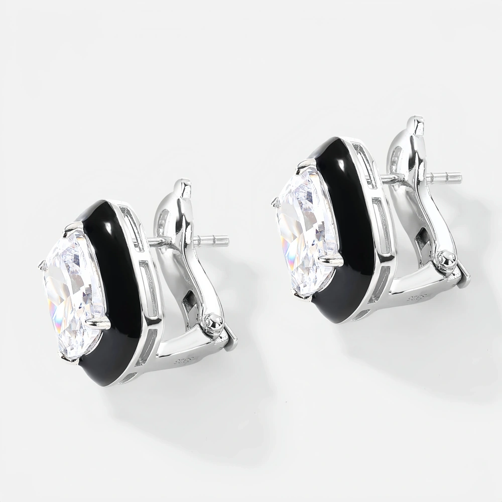 WINKIN WINSIN Brand MST Lab Grown High Carbon Diamond Enamel Square Stud Earrings 925 Sterling Silver Earrings Fine Jewelry