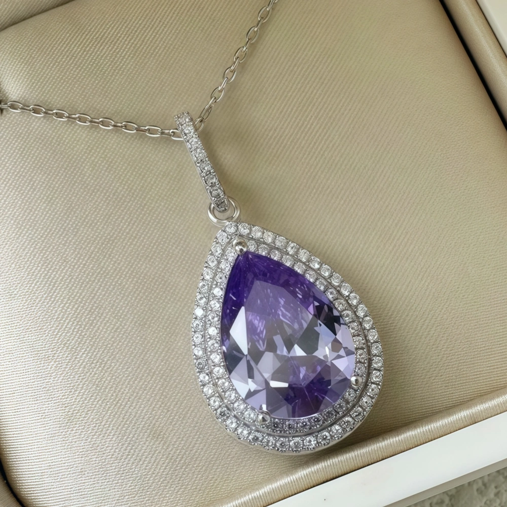 WINKIN WINSIN Brand MST Fashion 8.8ct Artificial Sapphire Lab Grown High Carbon Diamond Water Droplet Pendants Necklaces Jewelry