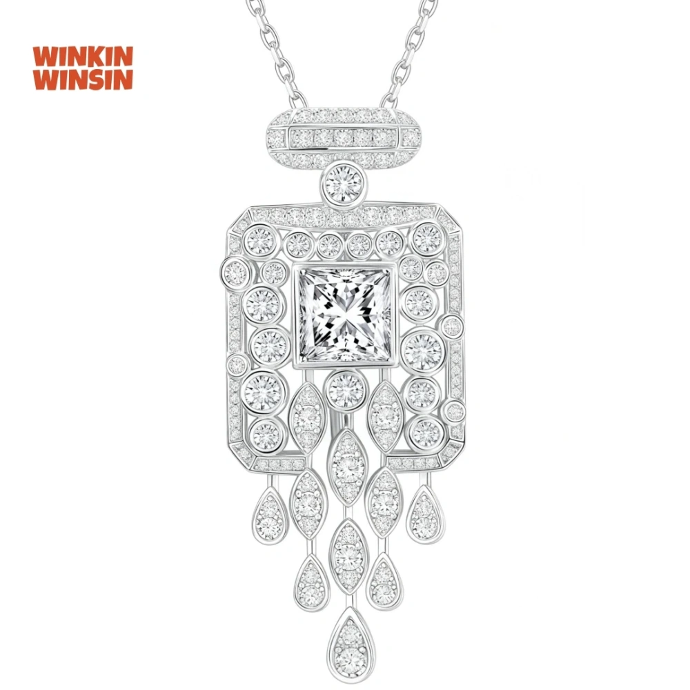 WINKIN WINSIN Brand MST 925 Sterling Silver Perfume Bottle Tassel Water Drop Diamond Necklace High Carbon Diamond Jewelry Women