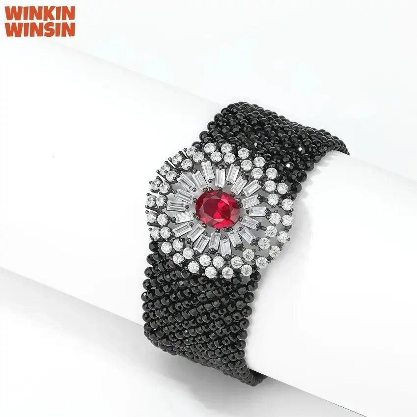 WINKIN WINSIN Brand MST Lab Grown Gemstones Crystal Multi-layer Bangle Bracelet  925 Sterling Silver Bracelets Jewelry